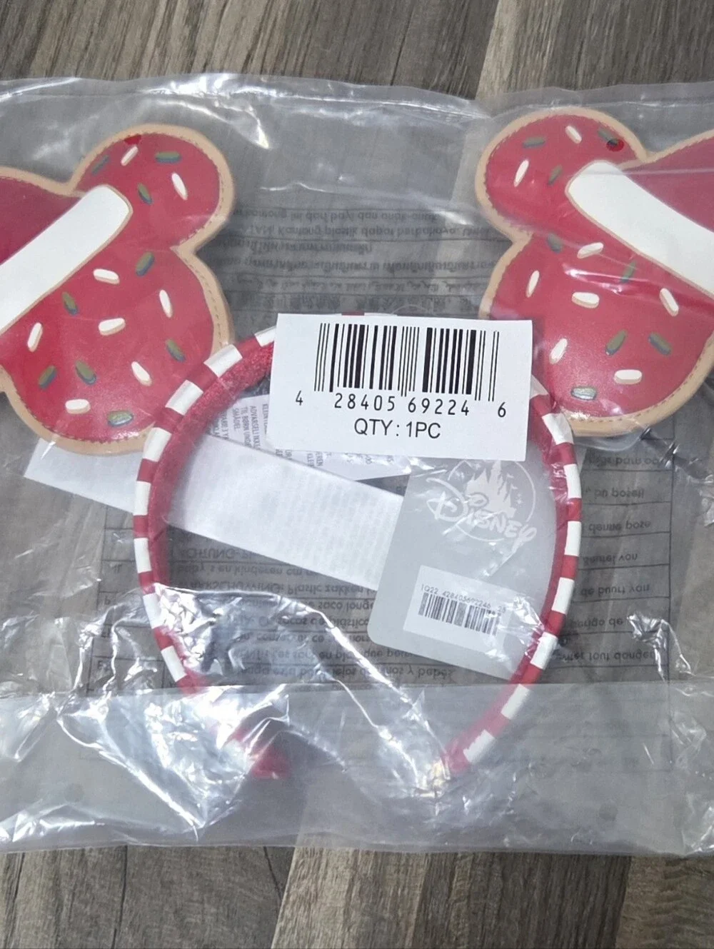Disney Parks Cookie Ears Christmas Holiday Mickey Minnie Mouse Headband NIP